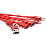 7-in-1-Multiport-Ladekabel aus recyceltem Aluminium farbe rot erste Detailansicht