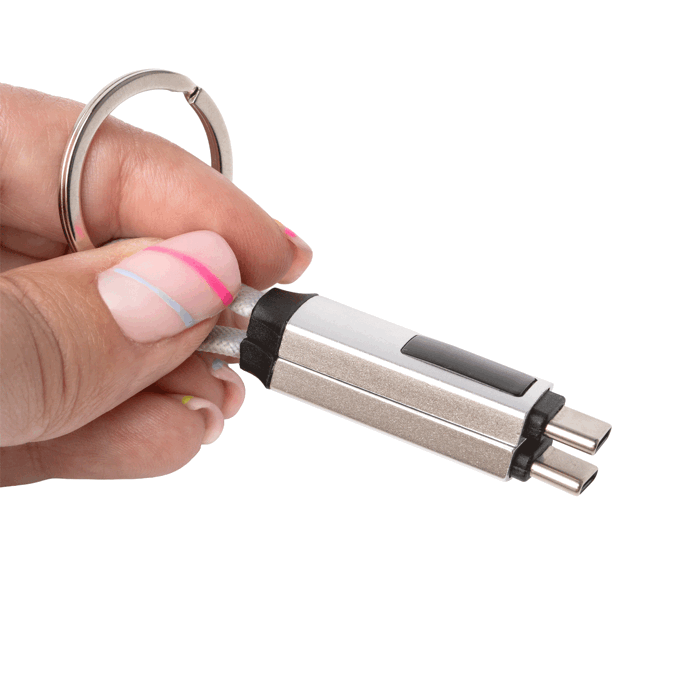 Schlüsselanhänger mit USB-C-Ladekabel, Leistungsanzeige und 60 W farbe grau