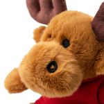 Sitzendes Rentier-Plüschtier aus weichem Polyester mit T-Shirt zum Bedrucken farbe rot zweite Detailansicht