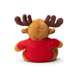 Sitzendes Rentier-Plüschtier aus weichem Polyester mit T-Shirt zum Bedrucken farbe rot dritte Detailansicht