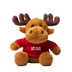 Sitzendes Rentier-Plüschtier aus weichem Polyester mit T-Shirt zum Bedrucken Hauptansicht