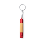 Bambuskugelschreiber mit LED-Taschenlampe, Metallakzenten und blauer Tinte farbe rot zweite Ansicht