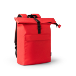 Laptoprucksack aus recyceltem Polyester mit erweiterbarem Hauptfach, 15 Zoll farbe rot erste Gebrauchsansicht