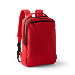 Laptop-Rucksack aus recyceltem Polyester mit gepolstertem Rücken und Schultergurten, 14 Zoll farbe rot erste Gebrauchsansicht