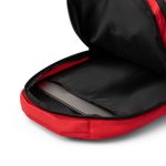 Laptop-Rucksack aus recyceltem Polyester mit gepolstertem Rücken und Schultergurten, 14 Zoll farbe rot dritte Detailansicht