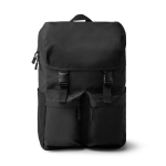 Laptoprucksack aus recyceltem Polyester mit Überschlag und Schnallen, 15 Zoll farbe schwarz zweite Ansicht