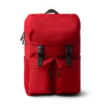 Laptoprucksack aus recyceltem Polyester mit Überschlag und Schnallen, 15 Zoll farbe rot zweite Ansicht