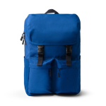 Laptoprucksack aus recyceltem Polyester mit Überschlag und Schnallen, 15 Zoll farbe köngisblau zweite Ansicht