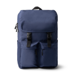 Laptoprucksack aus recyceltem Polyester mit Überschlag und Schnallen, 15 Zoll farbe marineblau zweite Ansicht