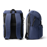Laptoprucksack aus recyceltem Polyester mit Überschlag und Schnallen, 15 Zoll farbe marineblau sechste Detailansicht