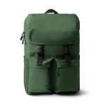 Laptoprucksack aus recyceltem Polyester mit Überschlag und Schnallen, 15 Zoll farbe dunkelgrün zweite Ansicht