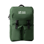 Laptoprucksack aus recyceltem Polyester mit Überschlag und Schnallen, 15 Zoll Hauptansicht