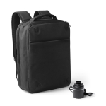 Rucksack aus recyceltem Polyester mit Vakuumkompression und elektrischer Pumpe, 15 Zoll farbe schwarz erste Gebrauchsansicht