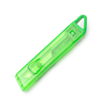 Sicherheitsmesser mit transparentem Gehäuse und selbsteinziehender Klinge farbe grün erste Gebrauchsansicht