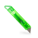 Sicherheitsmesser mit transparentem Gehäuse und selbsteinziehender Klinge farbe grün erste Detailansicht