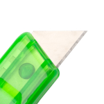 Sicherheitsmesser mit transparentem Gehäuse und selbsteinziehender Klinge farbe grün zweite Detailansicht