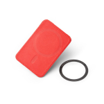Magnetischer Kartenhalter aus Kunstleder mit zwei Fächern farbe rot zweite Detailansicht