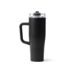 Thermobecher aus Edelstahl und Kunststoff mit Strohhalm, 830 ml farbe schwarz zweite Ansicht