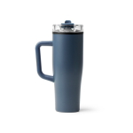 Thermobecher aus Edelstahl und Kunststoff mit Strohhalm, 830 ml farbe marineblau zweite Ansicht