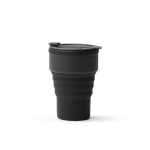 Faltbarer Silikonbecher mit matter Oberfläche und abnehmbarem Ring, 400 ml farbe schwarz zweite Ansicht