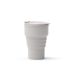 Faltbarer Silikonbecher mit matter Oberfläche und abnehmbarem Ring, 400 ml farbe grau zweite Ansicht