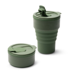 Faltbarer Silikonbecher mit matter Oberfläche und abnehmbarem Ring, 400 ml farbe dunkelgrün vierte Detailansicht