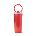 Transparenter Trinkbecher mit Strohhalm, Klappgriff und Tropfschutz, 670 ml farbe rot zweite Ansicht