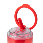 Transparenter Trinkbecher mit Strohhalm, Klappgriff und Tropfschutz, 670 ml farbe rot erste Detailansicht