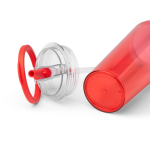 Transparenter Trinkbecher mit Strohhalm, Klappgriff und Tropfschutz, 670 ml farbe rot zweite Detailansicht