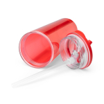 Transparenter Trinkbecher mit Strohhalm, Klappgriff und Tropfschutz, 670 ml farbe rot dritte Detailansicht