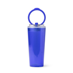 Transparenter Trinkbecher mit Strohhalm, Klappgriff und Tropfschutz, 670 ml farbe köngisblau zweite Ansicht