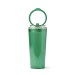 Transparenter Trinkbecher mit Strohhalm, Klappgriff und Tropfschutz, 670 ml farbe dunkelgrün zweite Ansicht