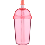 RPET-Becher mit Schraubdeckel und Strohhalm mit Silikonverschluss, 500 ml farbe rosa erste Ansicht