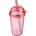 RPET-Becher mit Schraubdeckel und Strohhalm mit Silikonverschluss, 500 ml farbe rosa zweite Ansicht