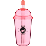 RPET-Becher mit Schraubdeckel und Strohhalm mit Silikonverschluss, 500 ml farbe rosa dritte Ansicht