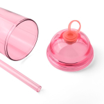 RPET-Becher mit Schraubdeckel und Strohhalm mit Silikonverschluss, 500 ml farbe rosa vierte Ansicht