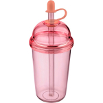 RPET-Becher mit Schraubdeckel und Strohhalm mit Silikonverschluss, 500 ml farbe rosa fünfte Ansicht
