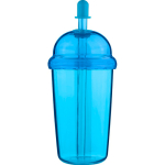 RPET-Becher mit Schraubdeckel und Strohhalm mit Silikonverschluss, 500 ml farbe hellblau erste Ansicht