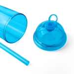 RPET-Becher mit Schraubdeckel und Strohhalm mit Silikonverschluss, 500 ml farbe hellblau zweite Ansicht