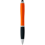 Kugelschreiber aus recyceltem Kunststoff mit Touchscreen-Spitze und schwarzer Tinte farbe orange vierte Ansicht