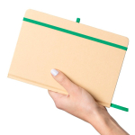 A5-Notizbuch mit festem Kraftpapier-Einband, Gummiband und linierten Seiten farbe grün dritte Ansicht