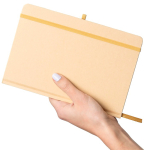 A5-Notizbuch mit festem Kraftpapier-Einband, Gummiband und linierten Seiten farbe gold siebte Ansicht