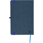 A5-Notizbuch mit Einband aus recyceltem PU-Kunstleder, Lesezeichenband und linierten Seiten farbe blau zweite Ansicht
