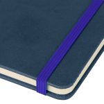 A5-Notizbuch mit Einband aus recyceltem PU-Kunstleder, Lesezeichenband und linierten Seiten farbe blau sechste Ansicht