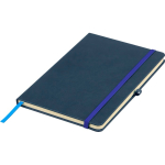 A5-Notizbuch mit Einband aus recyceltem PU-Kunstleder, Lesezeichenband und linierten Seiten farbe blau siebte Ansicht