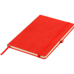 A5-Notizbuch mit Einband aus recyceltem PU-Kunstleder, Lesezeichenband und linierten Seiten farbe rot erste Ansicht