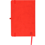 A5-Notizbuch mit Einband aus recyceltem PU-Kunstleder, Lesezeichenband und linierten Seiten farbe rot sechste Ansicht