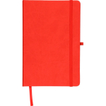 A5-Notizbuch mit Einband aus recyceltem PU-Kunstleder, Lesezeichenband und linierten Seiten farbe rot siebte Ansicht