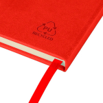 A5-Notizbuch mit Einband aus recyceltem PU-Kunstleder, Lesezeichenband und linierten Seiten farbe rot achte Ansicht