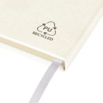 A5-Notizbuch mit Einband aus recyceltem PU-Kunstleder, Lesezeichenband und linierten Seiten farbe weiß erste Ansicht